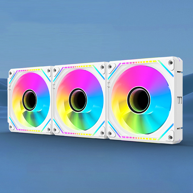 QiuzAim 3-Pack Prism ARGB Modular Fan Kit Tool-Free Interlocking Design with 5V ADD-RGB & Infinity Mirror for Seamless PC Builds