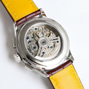 Montre mécanique automatique avec boîtier en acier inoxydable ultra-fin, bracelet en cuir, cadran en cristal saphir, résistante à l'eau 5 BAR - Product Image 5