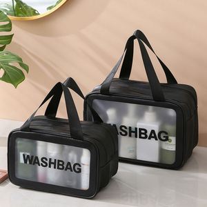 Trousse de Toilette Portable Grande Capacité avec Séparation Sec/Humide, Fermeture Éclair, Double Sac de Maquillage Tendance, Étui de Toilette Étanche - Product Image 1