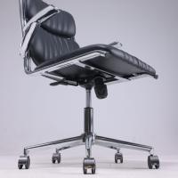 Fauteuil élégant ergonomique moderne à dossier côtelé avec revêtement en similicuir écologique motif litchi, idéal pour une décoration élégante de chambre et de bureau à domicile
