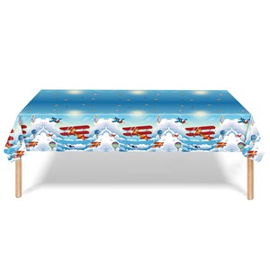 Airplane-Themed Party <b>Tablecloth</b> <b>Rectangle</b> Digital Printing Blue Sky Clouds Pattern Children Birthday Decorations - Product Image 3