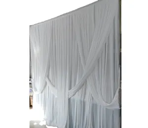 300*300cm cortina blanca telón de fondo de boda para concierto decoración de escenario telón de fondo de boda con diseños de cortinas