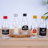 Vente en gros Mini bouteille de vin en verre transparent givré de forme ronde 20ml 30ml 40ml 50ml 100ml Tailles Vodka Whisky Spirit Liqueur Couvercles
