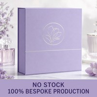 Coffret Cadeau Parfum Lavande avec Couvercle Magnétique, Boîte en Carton avec Logo Pétale en Feuille d'Argent, Emballage Personnalisé pour Eau de Toilette
