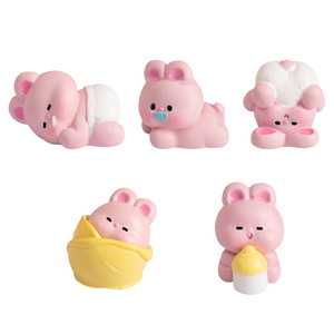 Lindas muñecas de conejito rosa, mini figuras de resina, decoraciones de escritorio para niños de 2 a 4 años, juguete unisex, regalo - Product Image 1