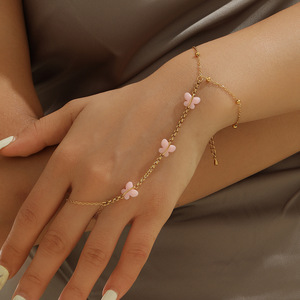<span class=keywords><strong>Accesorios</strong></span> de Joyería de Moda, Pulsera de Dedo con Mariposa Rosa Delicada, Cadena de Mano Dorada, Pulseras de Dedo, Anillo, Cadena de Mano - Product Image 1