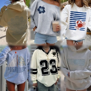 เสื้อสเวตเชิ้ตผู้หญิงถักนิตติ้งสำหรับฤดูใบไม้ร่วงและฤดูหนาว ผ้าโพลีเอสเตอร์/คอตตอน ทรงหลวม ใส่สบาย อุ่น นุ่ม สีพื้น ขายส่ง - Product Image 4