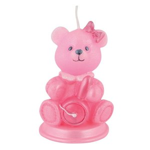Vela Decorativa Teddy Rosa H75 MM - Product Image 1