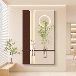 Peinture décorative 3D en grès pour hall d'entrée, nouvelle peinture lumineuse LED créative, peinture murale hydroponique avancée avec plantes vertes - Product Image 5