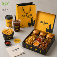 Boîte à compartiments personnalisée pour la restauration rapide à emporter, pour mini-burger, poulet frit, frites, sauce, emballage de repas en papier