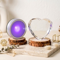 100mm K9 Kristallen Hartvormige Blank Lasergraveerblokken Fotolijstje Touchschakelaar Lichtbasis met Zwarte Luxe Geschenkdoos