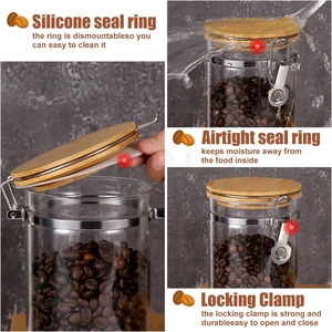 ขวดแก้วทนความร้อนพร้อมฝาไม้สุญญากาศภาชนะเก็บน็อตแก้วพร้อมฝาปิดแบบสุญญากาศขวดโหลแก้วปิดผนึก - Product Image 3