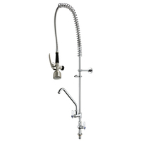 Robinet de cuisine commercial en gros, à montage sur comptoir, monotrou, à arc haute, en acier inoxydable, avec cartouche céramique et douchette extractible