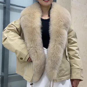 Col en fourrure de <span class=keywords><strong>canard</strong></span> blanc d'hiver pour femmes bouton unique plumes duveteuses coupe-vent et doudoune chaude - Product Image 6