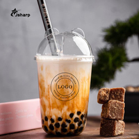 Gobelets en plastique PET en forme de U 500ml personnalisés boisson froide jetable thé Boba tasses à café couvercles Offre Spéciale gobelets en plastique en forme de U imprimés avec logo