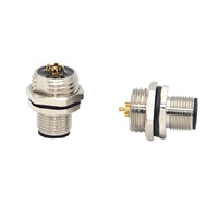 Conector Hembra M12A-G05-BQ de 5 Pines, Montaje en Panel, Resistente al Agua, Conexión Rápida, PCB/Soldadura, Contactos de Latón Chapados en Oro