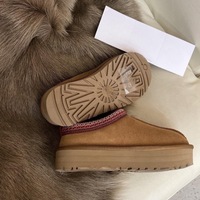 Bottes de Neige Chaudes à Plateforme et Semelle Épaisse en Cuir de Vachette Suédé Fourrure pour Femmes, Dames et Filles Hiver