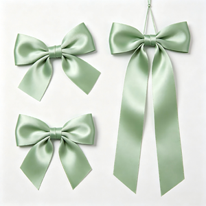 Noeuds en satin pastel pré-noués de différentes tailles, faits à la main, en tissu, pour emballage cadeau, arrangement floral, accessoire de boîte - Product Image 6