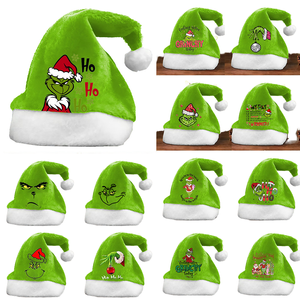 Chapeau de Noël en velours double face pour adulte unisexe, vert <span class=keywords><strong>Grinch</strong></span>, épaissi, à revers, décontracté, pour les fêtes d'hiver et les festivals - Product Image 1