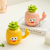 Mug en céramique avec couvercle, design élégant - pour la maison, café et petit-déjeuner, style naturel frais, origine Chine