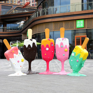 Scultura Decorativa in Fibra di Vetro a Forma di Gelato per Esterni, Modello Popolare per Ingressi di Gelaterie, Oggetto Fotografico per Social Media - Product Image 3