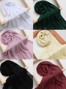 MT001 Malaysian Cross-border Ethnic Style High-quality Solid Color Crumpled Chiffon Headscarf with Straight Edges - Product Image 1