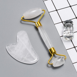Factory Wholesale Crystal <b>Jade</b> Facial Beauty Face Massage Rose Quartz <b>Roller</b> Gua Sha Set <b>Jade</b> <b>Roller</b> for Face - Product Image 2