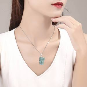 จี้หยกธรรมชาติสีน้ำเงินรูปแมวนำโชค ประดับเงินแท้ S925 สำหรับผู้หญิง พร้อมใบรับรอง D042/D1048 - Product Image 4