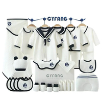 Ensemble de layette pour bébé en coton de style marin classique, coffret cadeau complet pour nouveau-né avec tenue et accessoires