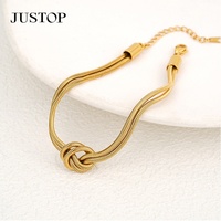 Bracelet unisexe en acier inoxydable plaqué or 18K 24K, motif serpent cubain, perles tendance, en stock, Justop, Chine