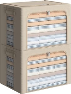 صناديق كبيرة قابلة للتكديس من الكتان والقطن بشعار مخصص ، صناديق قابلة للطي مع نافذة شفافة - Product Image 3