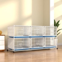 Cages à oiseaux commerciales à vendre, cages en fil métallique blanc, cages d'élevage pour canaris, cage avec plateau bleu et support roulant pour oiseaux
