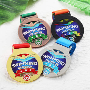 Nouvelles médailles de natation en alliage de zinc métallique émaillé FIN, ensemble de médailles de compétition, médailles de natation personnalisées avec logo et <span class=keywords><strong>ruban</strong></span> de cou dégradé - Product Image 4