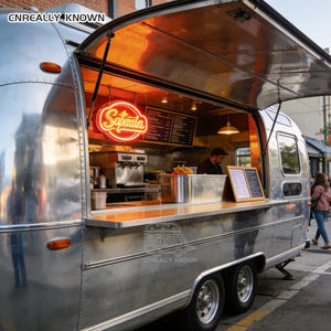 Remorque de cuisine mobile en aluminium brossé, résistante aux traces de doigts, homologuée DOT CE VIN, au design moderne, pour la vente de nourriture en rue - Product Image 1