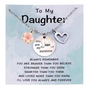Little Girls Niece Daughter Granddaughter Birthday <strong>Gift</strong> Heart Stainless Steel Necklace You Are My <strong>Sunshine</strong> Necklace for Women - Product Image 4