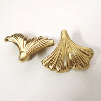 Poignée de meuble de luxe en laiton forgé motif feuille de Ginkgo pour tiroirs et portes d'armoires