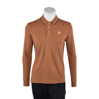 Chemises polo à manches longues, couleur unie, anti-boulochage, design tendance, col contrasté, logo personnalisé, vente chaude