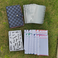 Carnet de budget A5/A6 en cuir PU avec logo personnalisé, reliure spirale, motif quadrillé et enveloppes pour espèces – Vente en gros