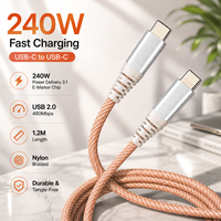 Nouveau câble USB-C vers USB-C 2026, charge rapide PD 240W, 48V 5A, USB 2.0, cordon de données tressé en nylon pour ordinateur portable et smartphone, OEM ODM