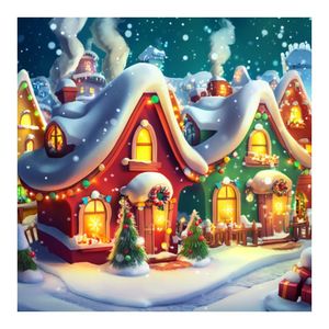 CHENISTORY Navidad pintura por números Kits nieve <span class=keywords><strong>casa</strong></span> dibujo sobre lienzo imagen por números para adultos Diy regalo - Product Image 6