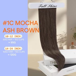 Extensions de cheveux naturels lisses Remy, <span class=keywords><strong>brune</strong></span>, 22 pouces, moka brun cendré, à clipser, 120g, 7 pièces pour femmes noires - Product Image 3