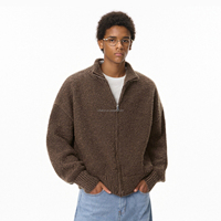 QUICKSHOW Streetwear hommes col montant pull veste vieux argent Style Cardigan chaud tricot veste pull