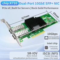 Tarjeta de Red Interna PCIe de Doble Puerto 10GbE SFP+ con Controlador Intel X710-DA2 para Servidor y Virtualización, en Stock