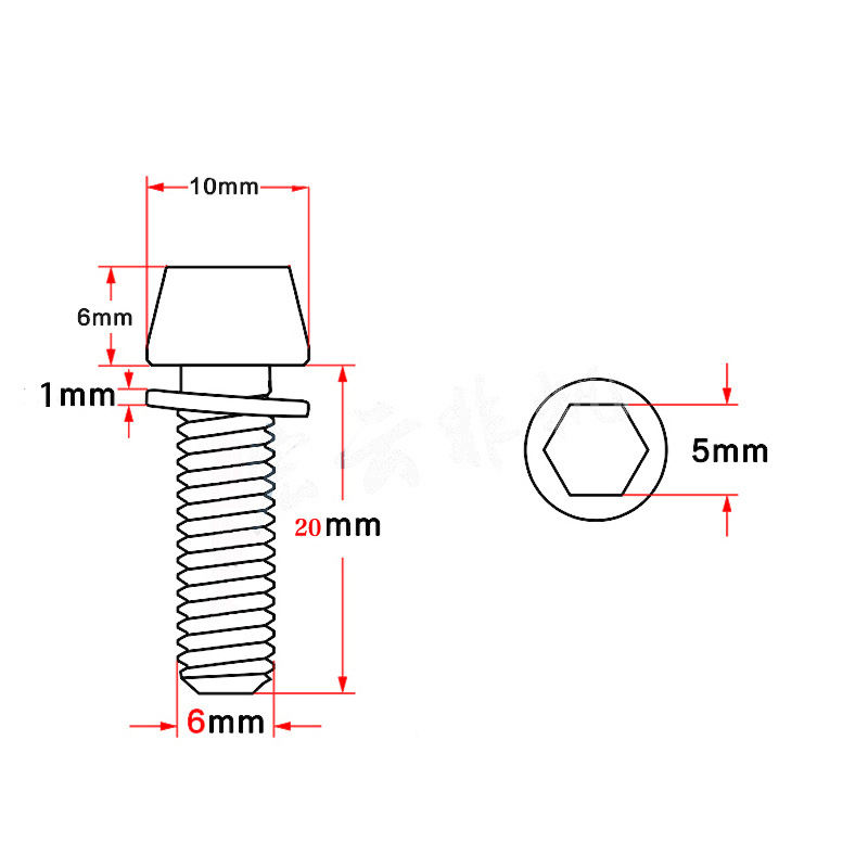 Vis De Guidon De Vélo En Alliage De Titane M6 X 35 Mm (noir