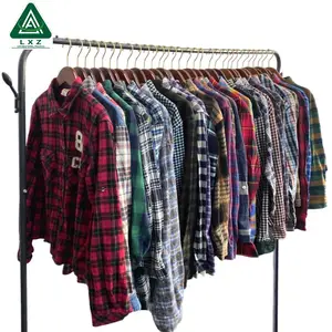 Flannel Check Shirt Used Clothes Bales Second Hand Clothes Bales From UK 45kg-50kg Use Clothes Wholesale