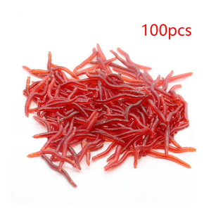 Additif à l'odeur de crevettes, vers de terre rouges, appâts souples en silicone, vers artificiels, appâts pour la pêche au bar, à la carpe et à la truite - Product Image 4