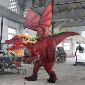 Costumes de dinosaures robots en silicone réaliste grandeur nature, dragon <span class=keywords><strong>rouge</strong></span>, avec fumée et lumières LED - Product Image 3