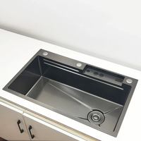 Évier intelligent multifonction en acier inoxydable 304 avec affichage numérique LED anti-rayures et design en nid d'abeille pour cuisine