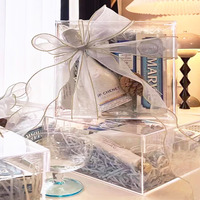Boîte à souvenirs personnalisée en acrylique transparent, boîte cadeau de mariage, boîte carrée transparente en acrylique personnalisée avec couvercle