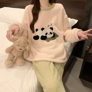 Set di indumenti da notte autunno e inverno <span class=keywords><strong>pigiama</strong></span> da donna <span class=keywords><strong>in</strong></span> <span class=keywords><strong>pile</strong></span> di corallo caldo manica lunga flanella Set di vestiti per la casa da ragazza carina - Product Image 6